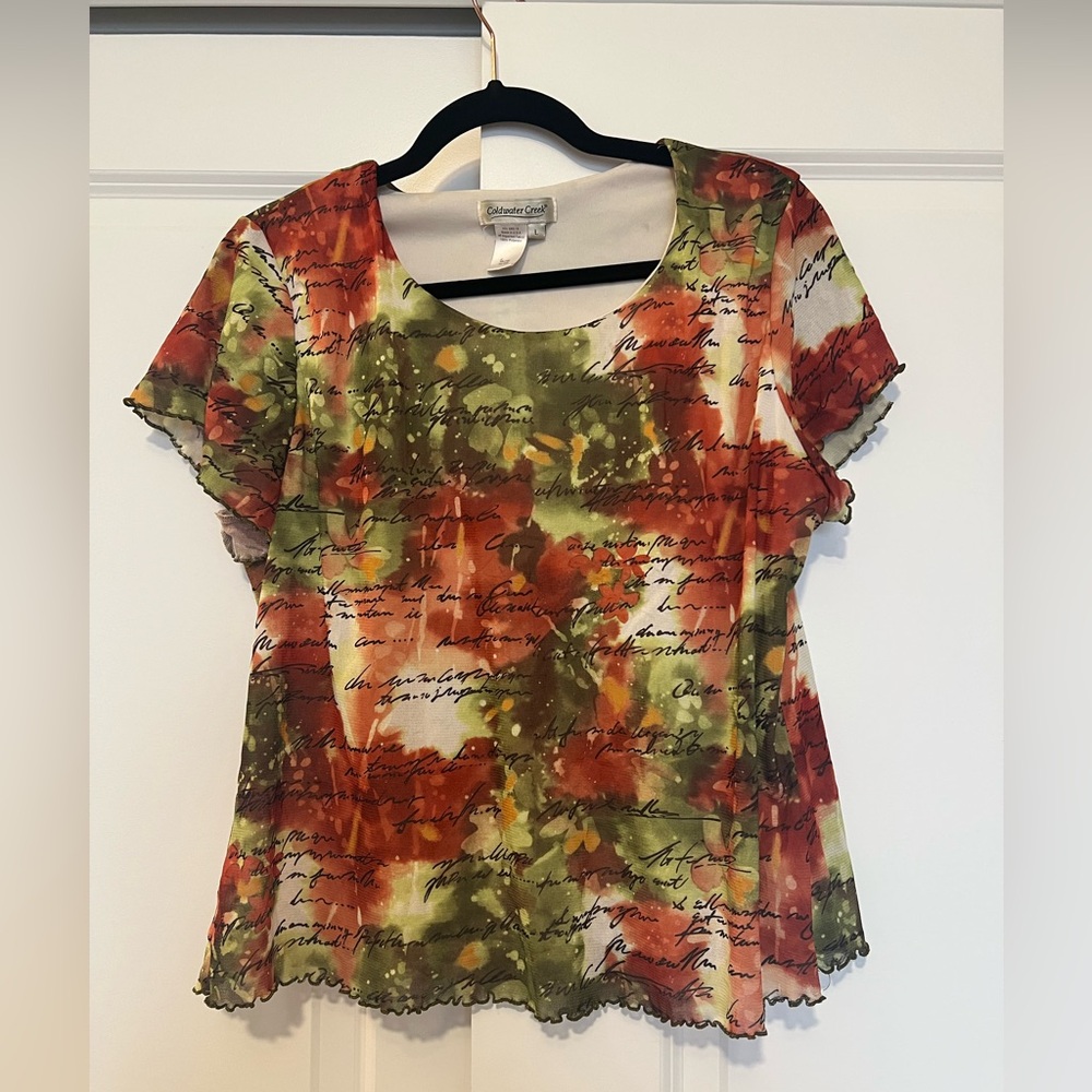 Coldwater Creek 2-layer Abstract Script Top